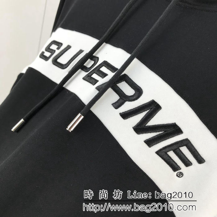 SUPREME 18ss秋冬新款 弧形撞色拼接刺繡字母 純棉連帽衛衣 男女同款 ydi1715